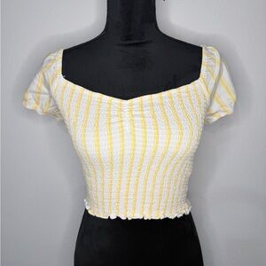 Hollister Yellow and White Striped Crop Top